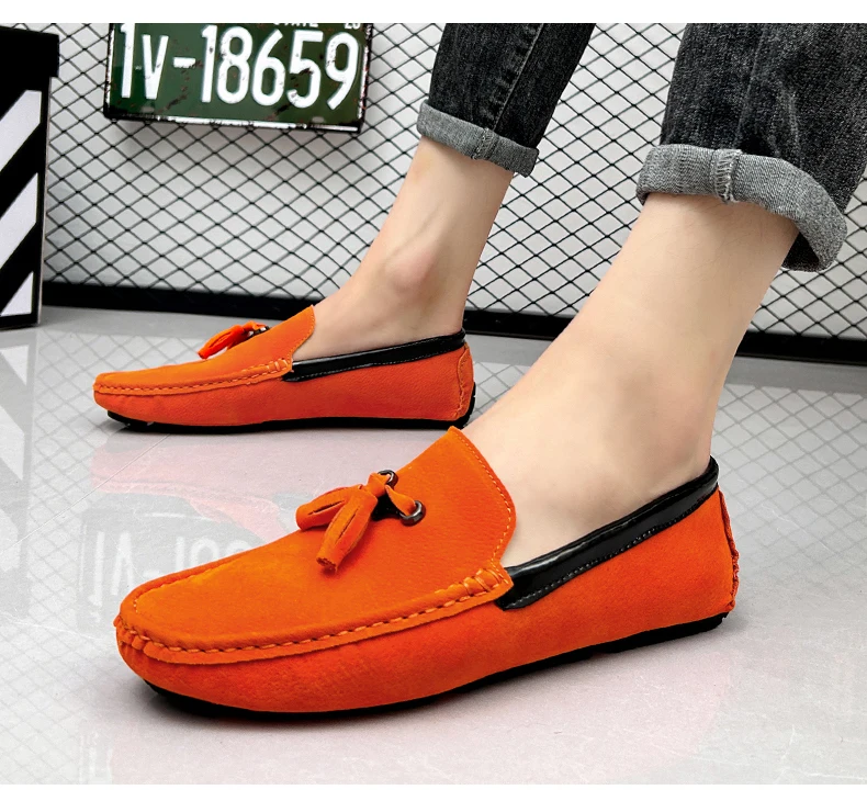 Tassels Loafers Shoes Men's Slip-on Suede Moccasins Anti Slips