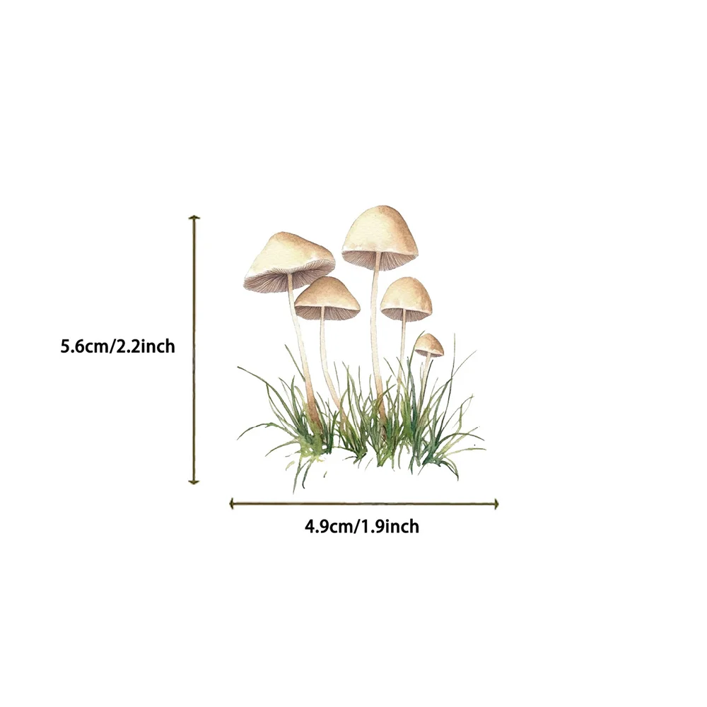 50pcs Waterproof Transparent PET Cartoon Mushroom Stickers For Scrapbook Phone Case Guitar DIY Craft Supplies Sticker Vintage