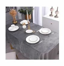 

Polyester Tablecloths, Waterproof Table Covers Velvet Retro Luxury Solid Color Gray Dining Table Coffee Table Deco