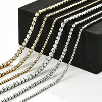 Collier brillant en acier inoxydable pour hommes et femmes, or, argent, largeur de document 2, 3, 4mm, tour de cou de la présidence avec biscuits, bijoux cadeaux 1