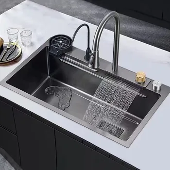 อ่างล้างจาน, ก๊อกน้ำแบบฝนตก, อ่างล้างจานสแตนเลสนาโน 304 แบบวางบนเคาน์เตอร์, อ่างล้างจานสำหรับเครื่องล้างจาน, อ่างล้างจานอเนกประสงค์ขนาดใหญ่ 1