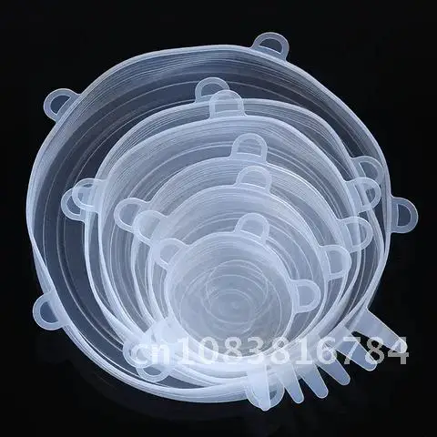

6pcs Stretch Lid Silicone Fresh-keeping Cover Reusable Seal Bowl Cover Airtight Silicone Food Wrap Cover Kitchen Storage Tools