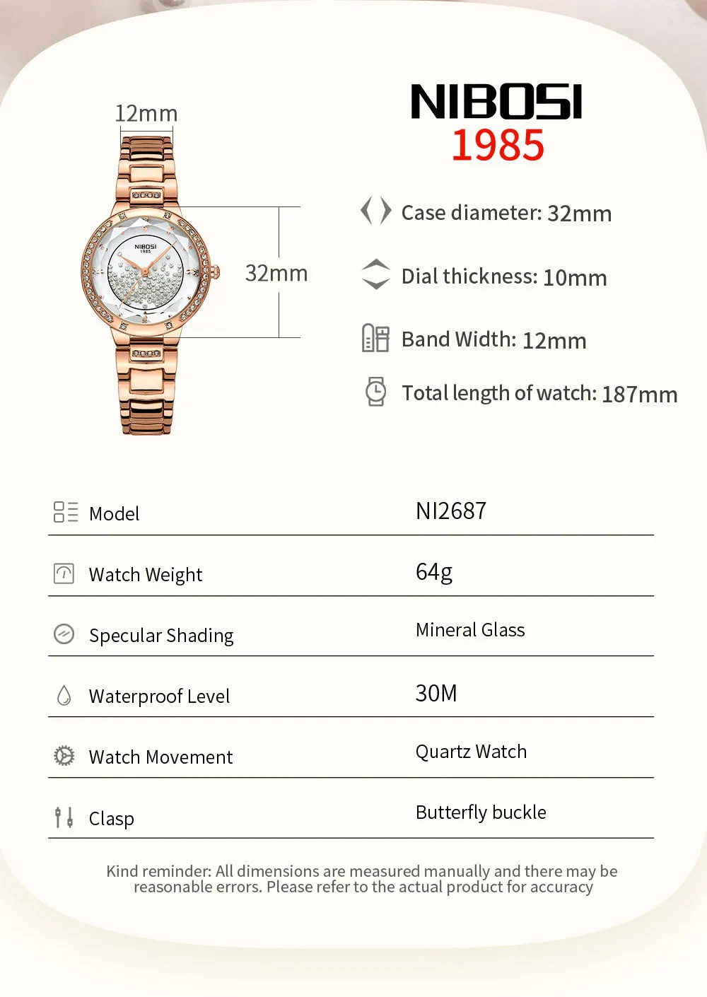 Nibosi 2687 Crystal Sky Women’s Watch
