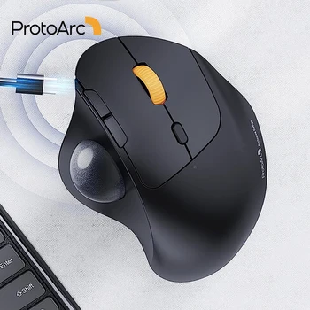 ProtoArc EM04 Trackball Mouse Wireless Rechargeable Ergonomic Vertical Bluetooth Mice for Computer PC iPad Mac Windows Android 1