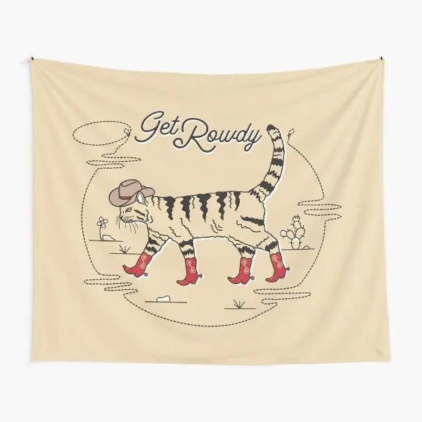 

Get Rowdy Country Western Cowboy Cat Tapestry Tapestry Decor Beautiful Wall Yoga Towel Blanket Decoration Mat Colored Hanging