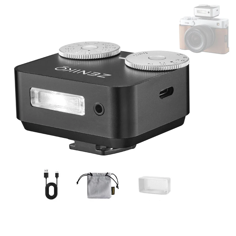 ZENIKO ZA12 Flash Pour Appareil Photo à Double Roue, Mini Flash Rétro