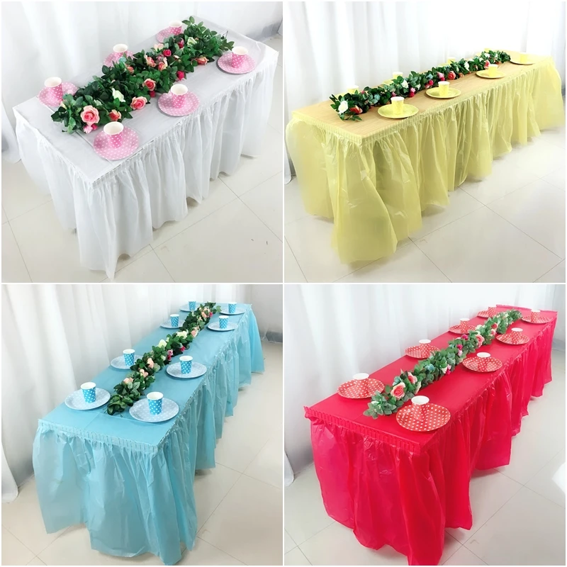 Disposable Table Skirt Thin Film Dining Tablecloth Oilproof Rectangle