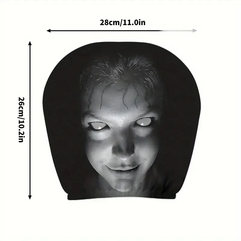 2개입 할로윈 호러 얼굴 프린팅 자동차 헤드레스트 커버 유니버설 탄성 자동차 시트 헤드레스트 커버 방진 보호 슬리브