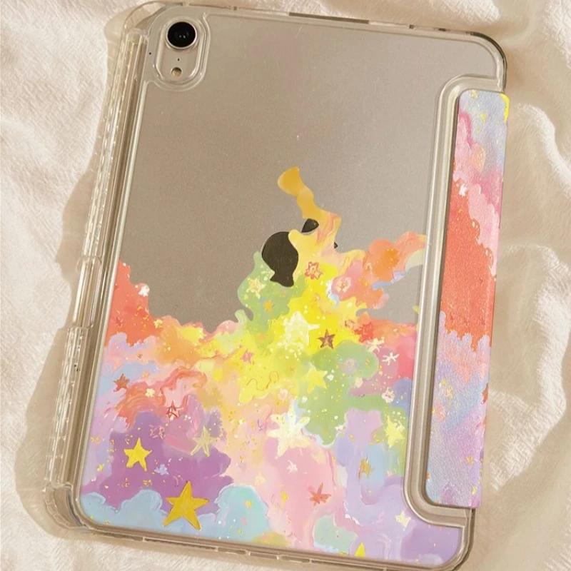 Starry Sky Cartoon Oil Painting Tablet Case
