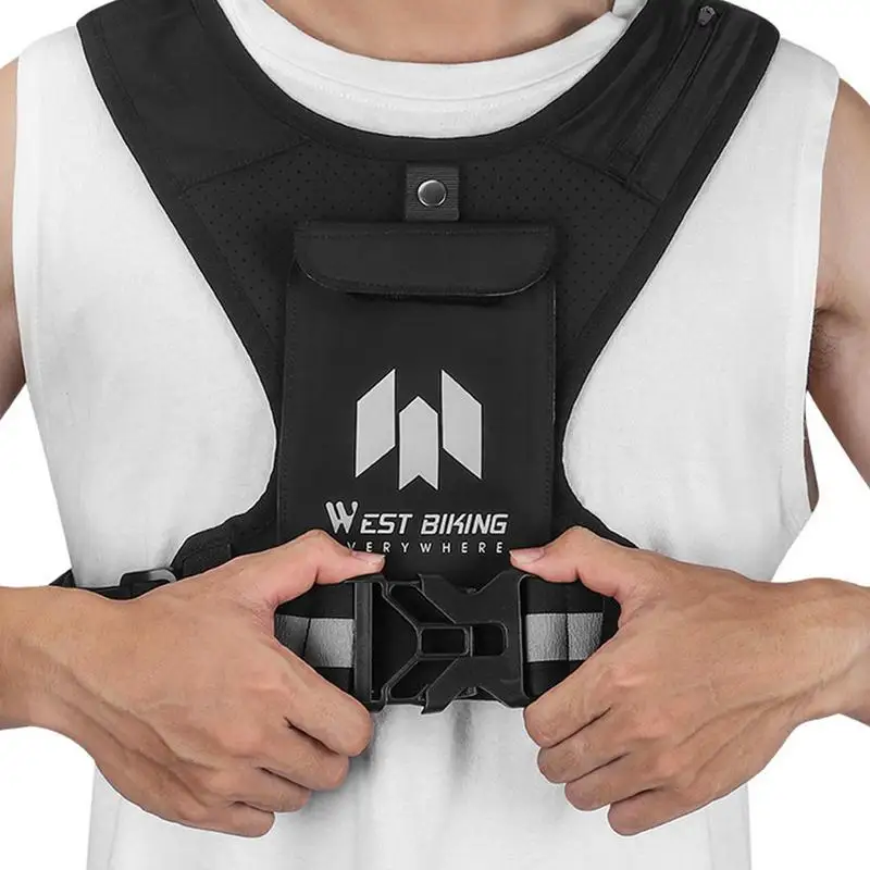 Reflective Running Vest Phone Holder Men Women Waterproof Cell Phone Key Bag Night Cycling Safety Vest Sports Chest Bag 6