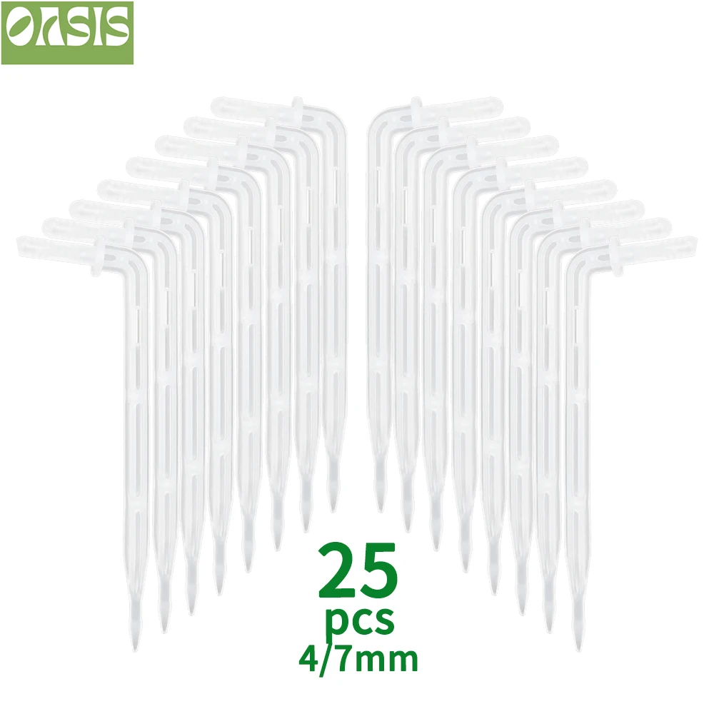 OASIS 25x Transparent Bend Arrow 1/4'' 4/7mm Hose Dripper Drip Emitter Water Saving Sprinkler Garden Micro Irrigation Greenhouse