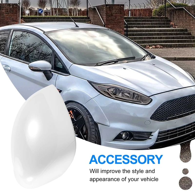1Pcs White Rearview Side View Mirror Replacement Cover Cap Case Shell For Ford For Fiesta 2008 2009 2010 2011 2012 2013 2014 201