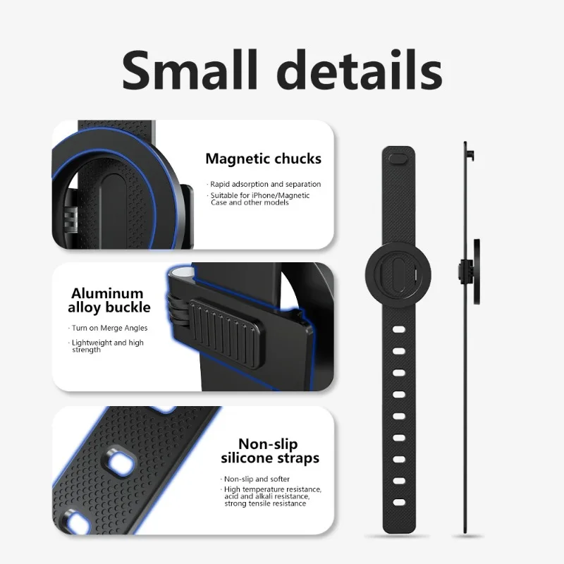 Silicone Magnetic Adjustable Phone Holder for Gym, Cart, and Bike - 360° Rotating Portable Mount for Sports & Navigation