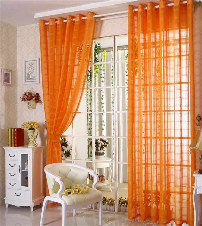 

Solid Color Tulle Curtains For Living Room Decoration Modern Chiffon Solid Sheer Voile Kitchen Curtain