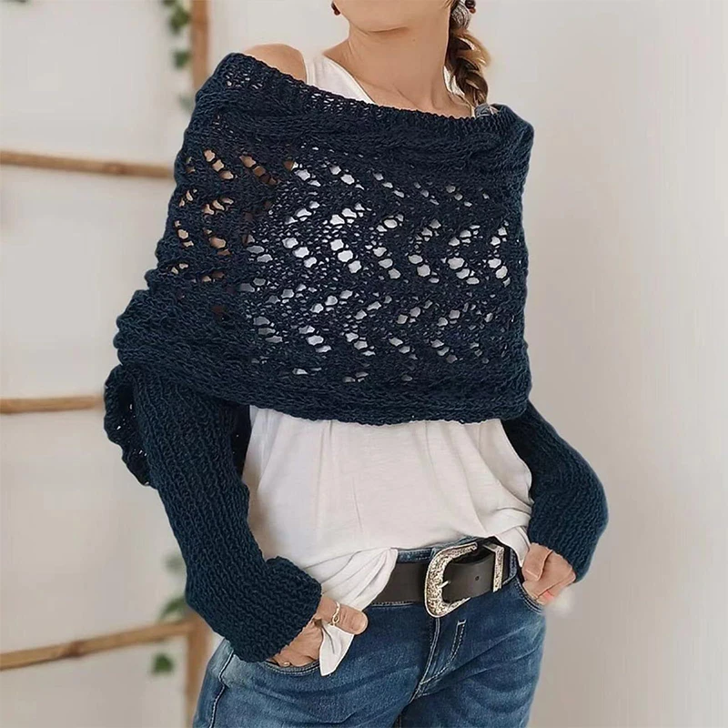 Scialle Maglia Lavorato A Mano Per Donna | Avvolgente E Comodo Per Autunno E Viaggi – Peso Leggero
