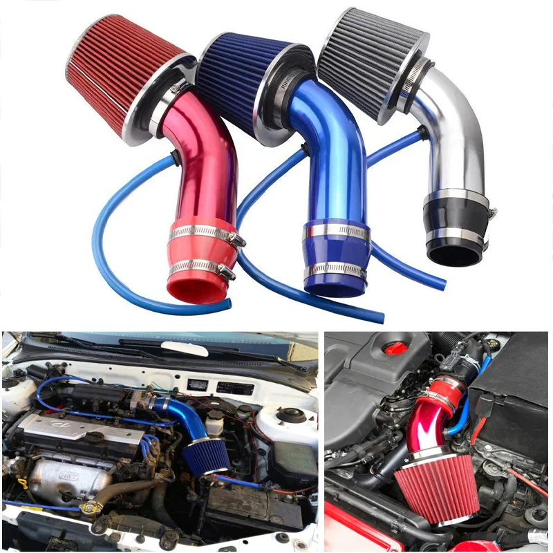 

76mm Car Air Intake Filter Replacement Hose 3 inch Turbo Induction Pipe Tube With Cone Air Filter Inlet Exhaust Hose Set