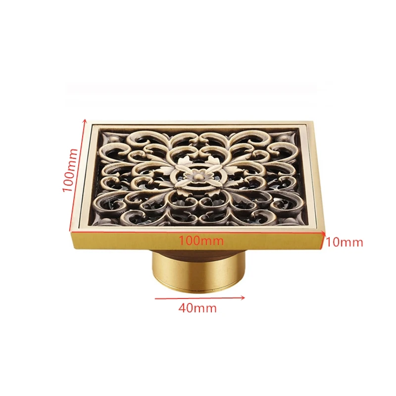 Antique Brass Esculpido Flower Floor Drain, Acessório