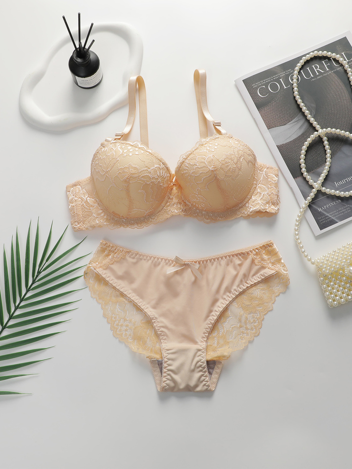 Sexy Lingerie lace solid color daily braissere set for women's underwear set push up bra A2138