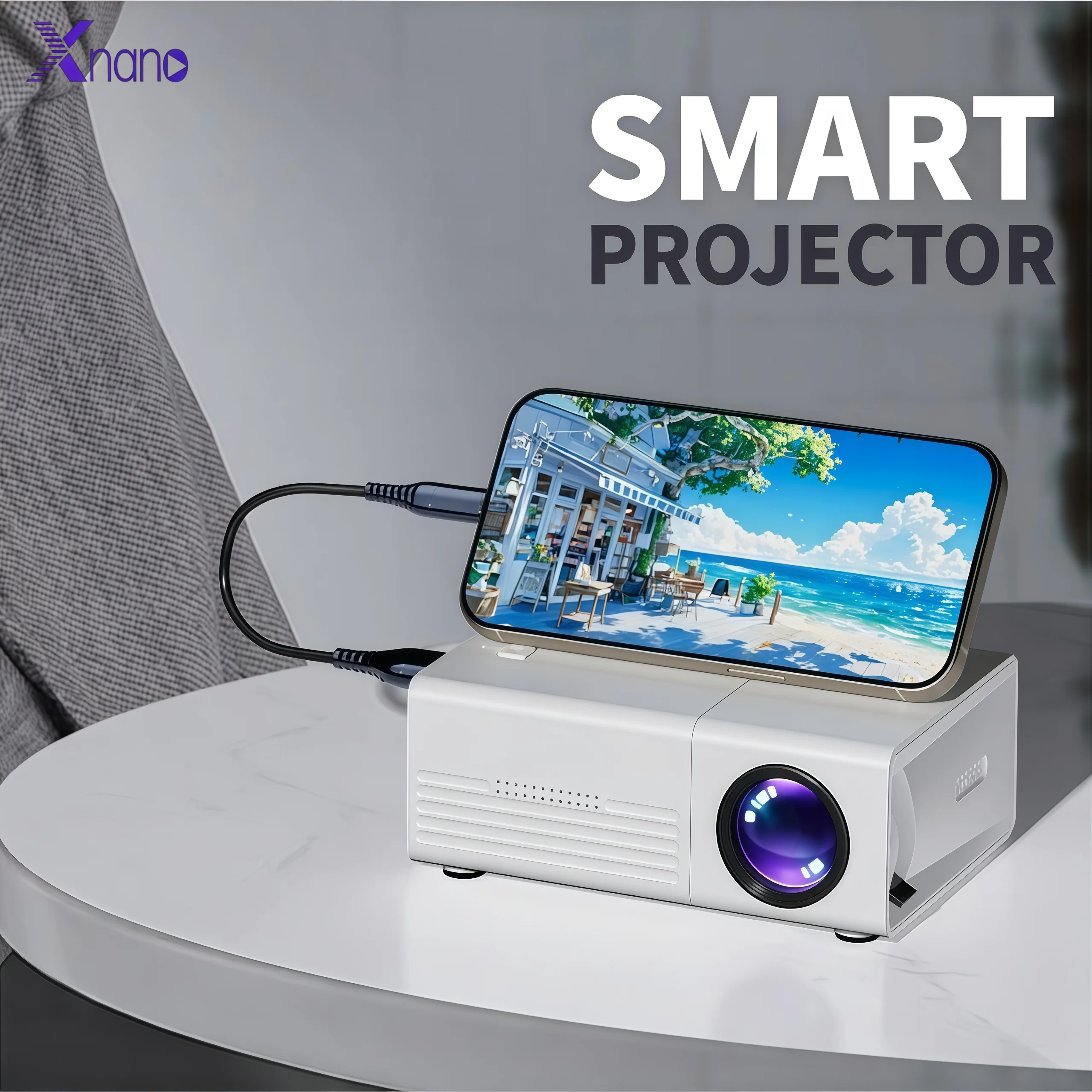 Xnano Q1 미니 프로젝터 1080P 지원 휴대용 LED 비디오 비머 전화 화면 미러링 홈 시네마 USB HDMI AV 침실용