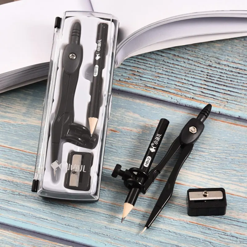 Drawing Compass Metal Compasses and Pencil Sharpener Stationery Set School Office Supplies Student Exams Design Drawing Stationery Supplies