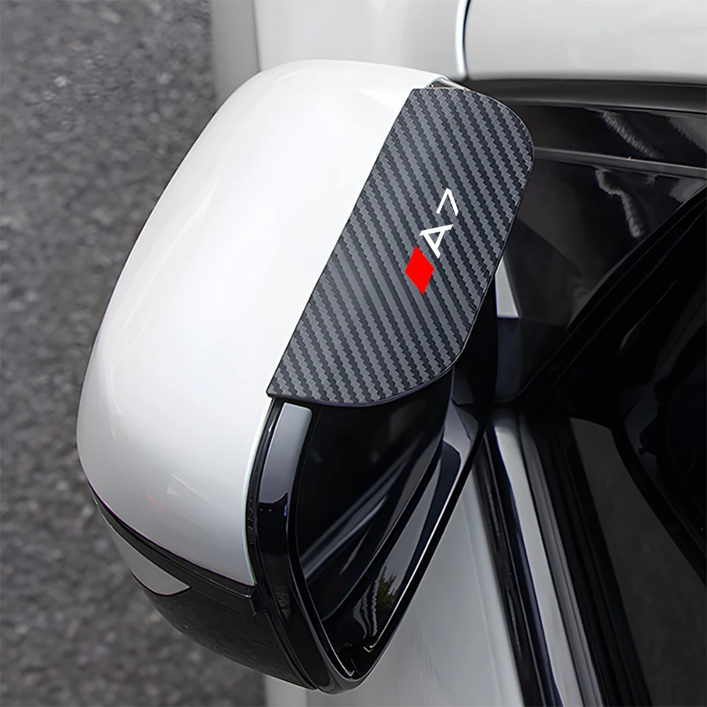 2Pcs Car Side-Rearview Mirror Rain Eyebrow Carbon Fiber Waterproof Cover Visor For Audi A1-A8 TT Accessories