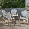 Philomena Outdoor French Bistro Chair (Set of 4), Blue + White + Bamboo Print Finish 2