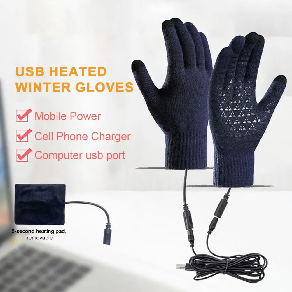 Winter Heated Gloves Liner Rechargeable Electric Heated Glove for Men Thin Cycling Biker Gloves Hand Warmer Bicycle Accessories 2