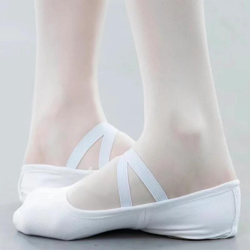 Sapatos de dança de pano elástico para adultos e crianças, sapatos completos profissionais, cat claw toe, ioga moderna, branco, preto, crianças