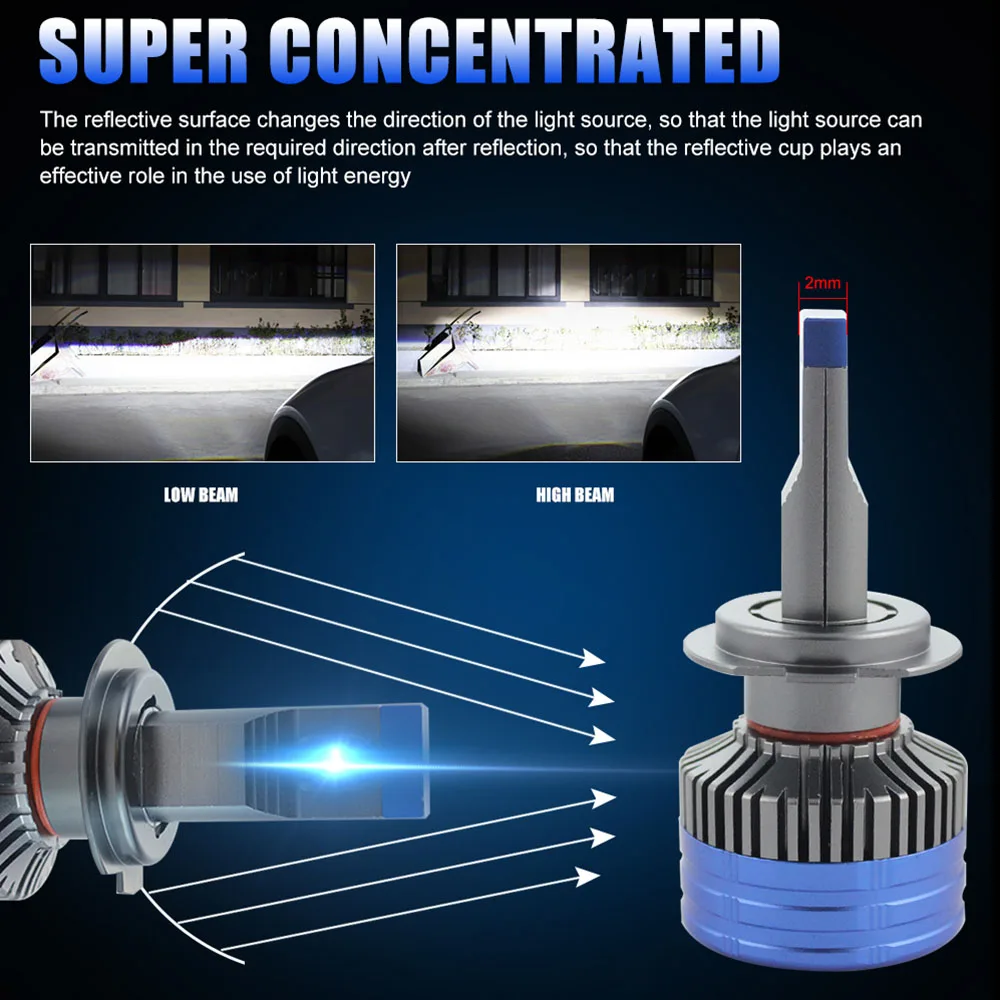 Car H7 Led Headlight bulb Motorcycle H13 H4 High Low Beam 110W 16000LM Fan 6000k Auto Led Fog Lamp K11 CSP Chip Canbus Light