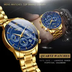 NIBOSI Luxury Sport Wrist Watch For Man Waterproof Luminous Date Men Watch Quartz Stainless Steel Men's Watches Male Reloj+box