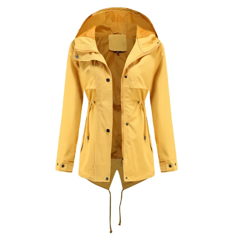 BTQWFD Winter Trench Jackets Women's Coats Female Clothing 2024 Overcoat Ladies Raincoats Long Sleeve with Pocket Windbreaker