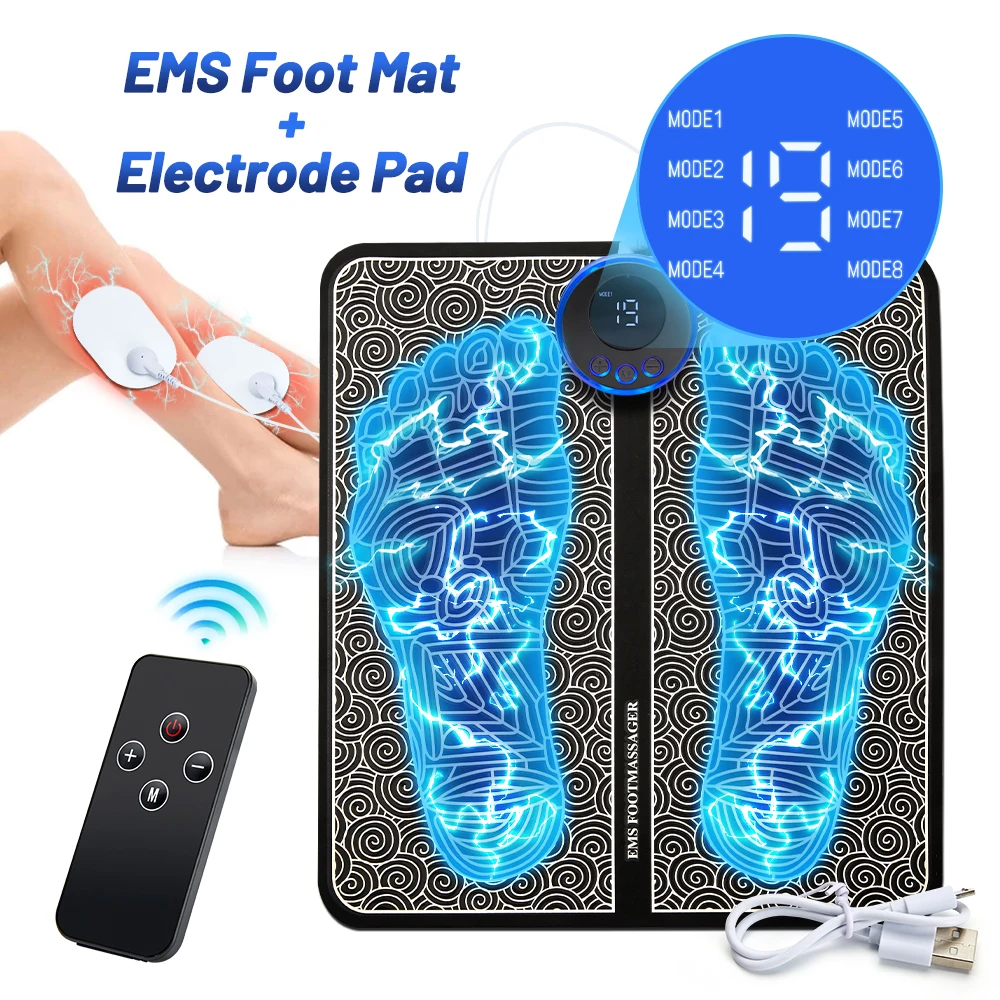 Ems 발 마사지 패드 휴대용 접이식 마사지 매트 맥박 근육 자극기 혈액 순환 강화 통증 완화 발을 편안하게 USB
