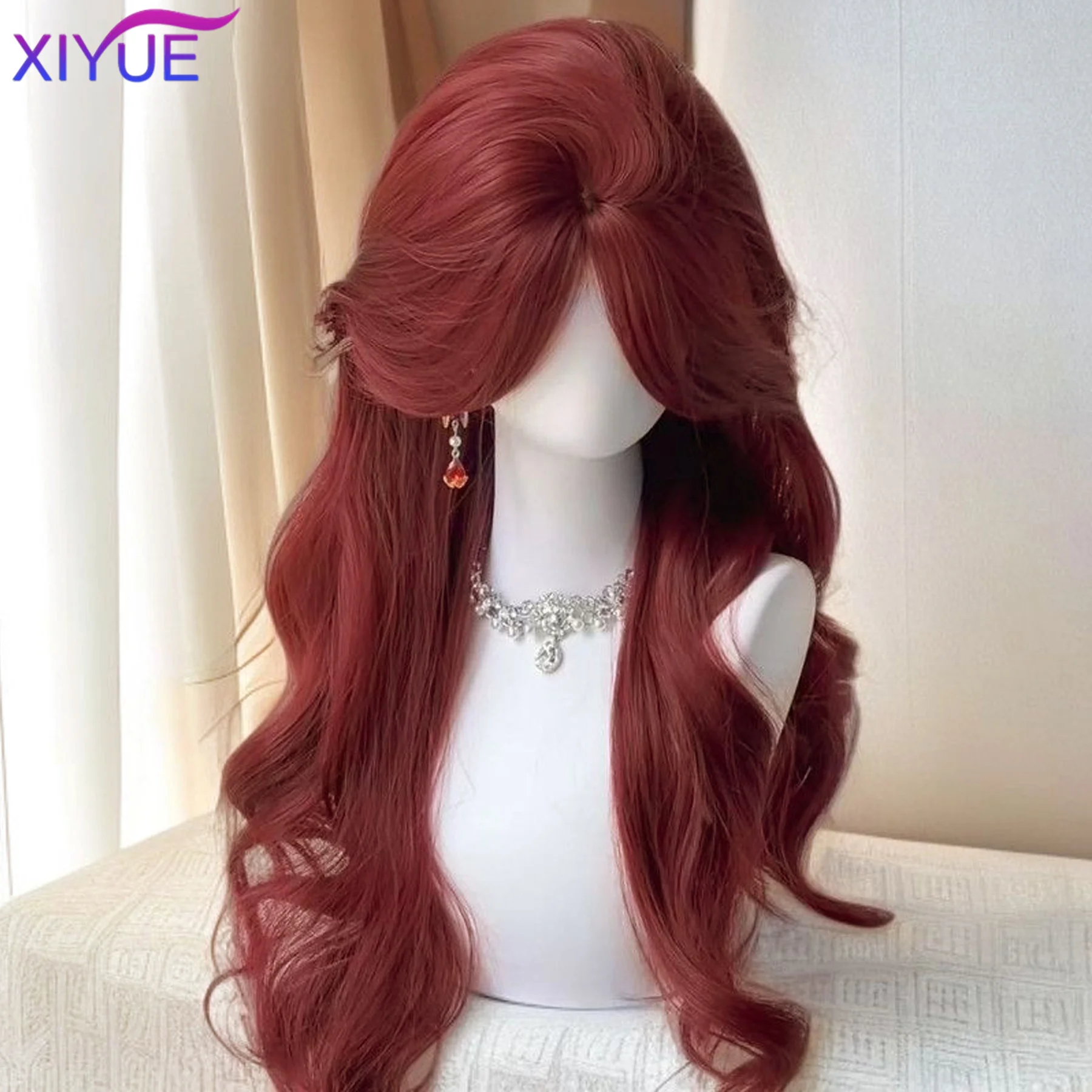 Red Synthetic Wigs Long Body Wavy Wig Natural Hairline Daily Red Hair Heat Resistant Fiber Smooth Party Cosplay Wig