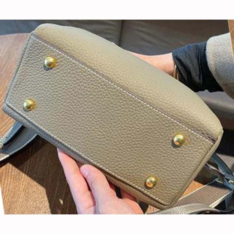 2 Compartments TOGO Leather Handbag Shell Tote Cow's Skin Fashion Shoulder Bag Women Genuine Leather Cross body Bag T115