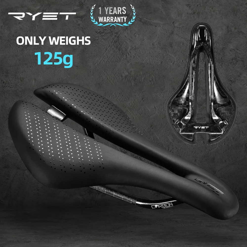 

RYET Bike Saddle Ultralight 125g MTB Racing PU Seating Full Carbon Saddle Road Bike Seat Cushion Bicycle Product Accessories