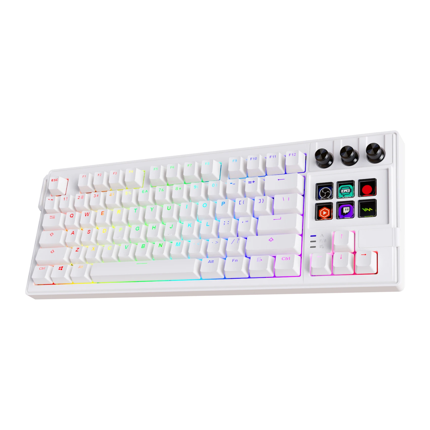 MiraBox K1Pro 기계식 키보드(6키 LCD 스트림 데크 포함) 80% 레이아웃 핫스왑 가능 Haimu 레드 스위치 RGB 백라이트 1000Hz