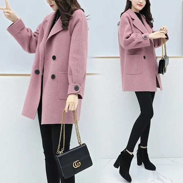 Plus Size Women's Loose Fit Mid-Length Woolen Coat Autumn Winter New Style plus Size Slimming Coat Pure Color Casual Style Lo... 1