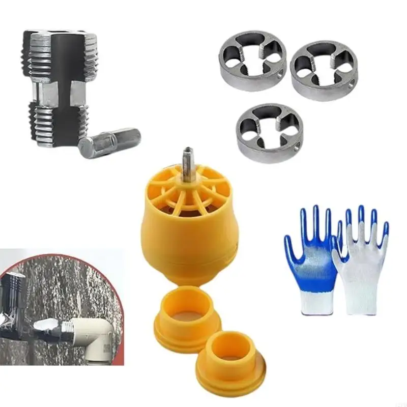 12PD Versatile PVC Pipe Thread Maker Tool Set Features 3 Dies High Performances PVC Pipe Thread Maker for Various Size