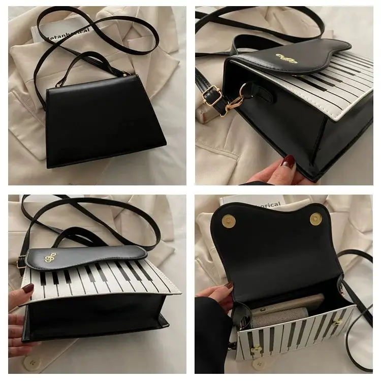 JIAERDI Vintage Piano Print Square Bag Wallet Women Retro Handle Casual Crossbody Bags Hot Girls Sweet Cute Messenger Bag Y2k