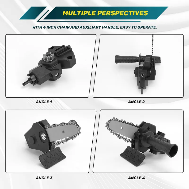 A20F-Electric Drill Converter Into Electric Saw With 4 Inch Chain Mini Handheld Chain Saw Conversion Bracket