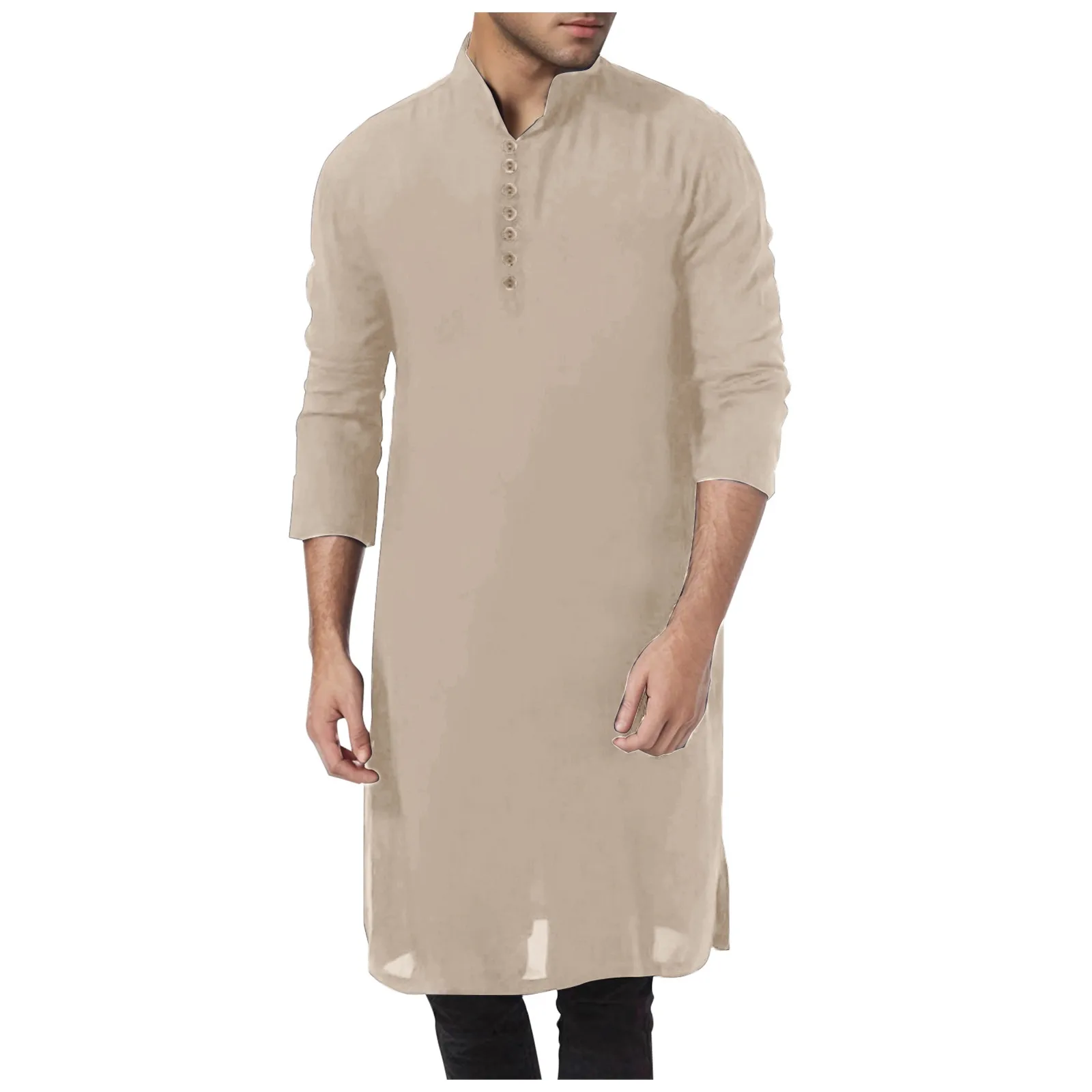 Men'S Shirts Muslim Dresses Muslim Kaftan Abaya Robe Middle Eas T Ethnic Kandoura Men Seaside Vacation Casual Top Large Size 4