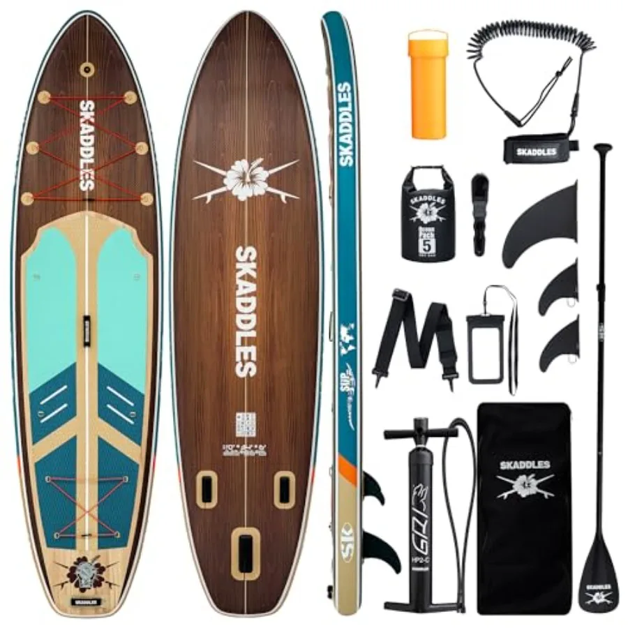 Inflatable Stand Up Paddle Board for lakes and rivers PVC material blue-gray ultra-stable extra-wide design for adults and kids