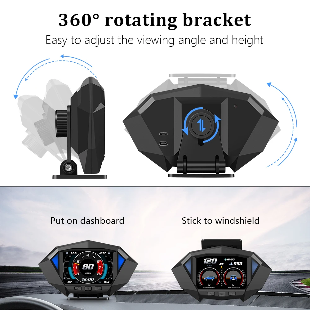 Geyiren P1 ڵ  ÷ OBD2 GPS ڵ º ǻ  溸,   Һ HUD 