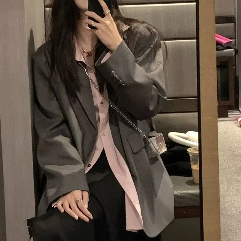 Women's Blazer Spring Autumn Casual Long Sleeve Suit Jacket 2023 New Fashion Office Commute Business Elegant Tops Oversize XS-L