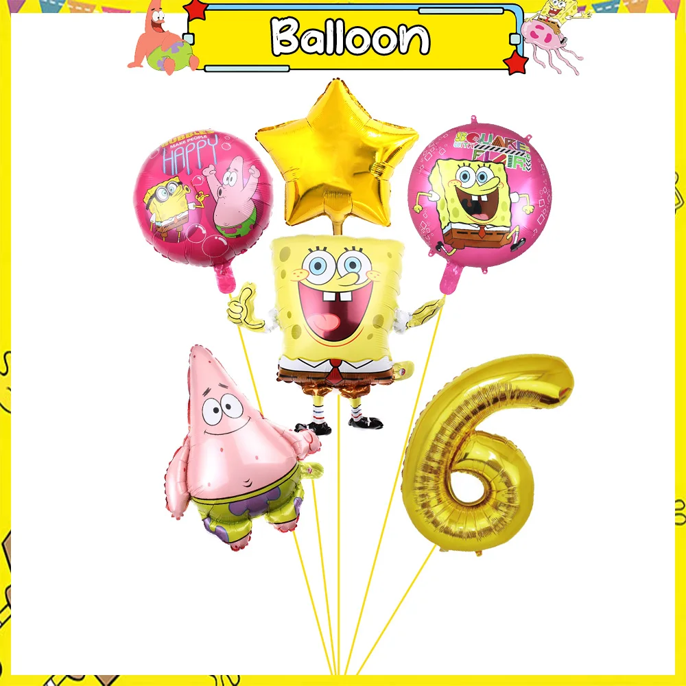 SpongeBob Schwammkopf Geburtstag Party Luftballons Patrick Star Geburtstag Dekoration Tischdecke Taschentuch Kinder Geburtstagsgeschenke Babyparty – Detail 36