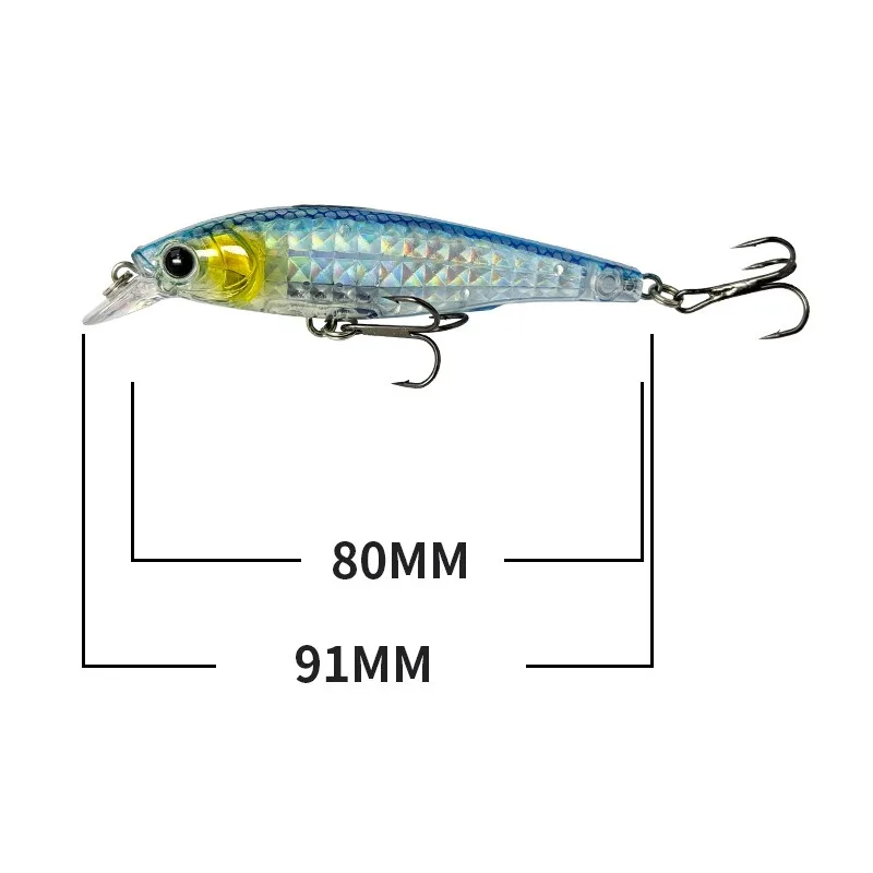 Floating Minnow Fishing Lures 8cm 9.2g Crankbait 3D Crystal Wobbler Artificial Hard Bait Long Casting Laser Top Water Minnow