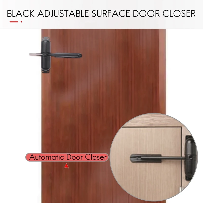 AB47-1 Set 20-70Kgs Black Adjustable Surface Mounted Spring Door Closer Automatic Door Closer Fire Rated Indo