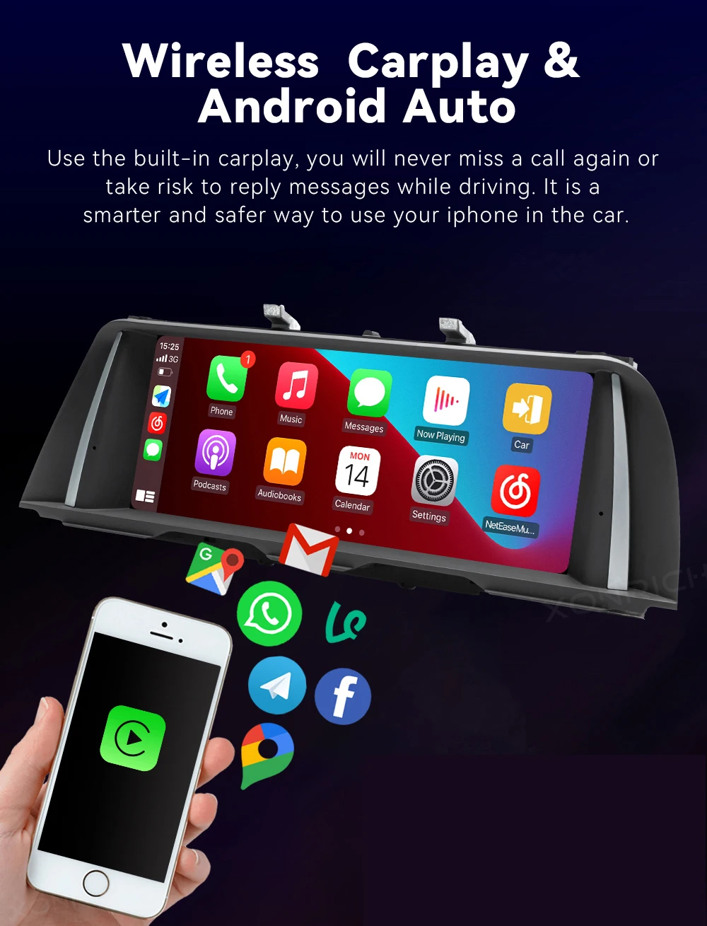 XONRICH Kabelloses CarPlay Android Auto Autoradio für BMW E90 E91 E92 E93 2005-2012 8-Kern 8+128GB Audio-Stereo-Headunit – Detail 6