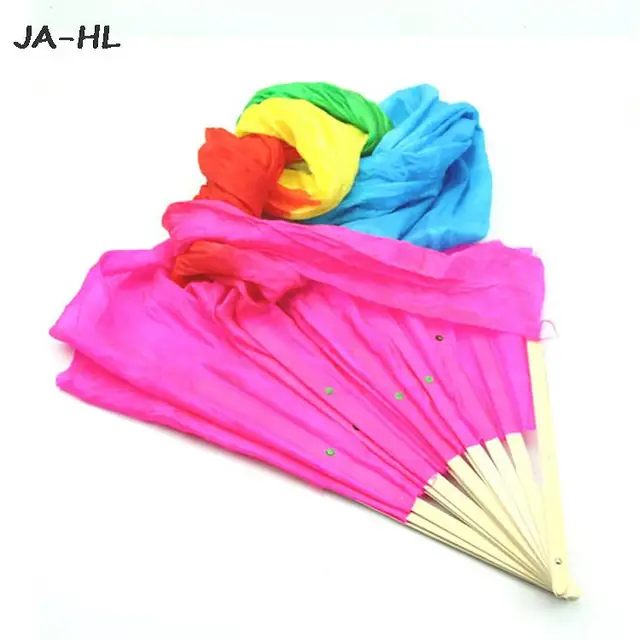 1Pc 1,8 M Multolor Kézzel Készített Hasa Tánc Táncoló Selyem Bambusz Hosszú Rajongók Fátyolok - Image 4