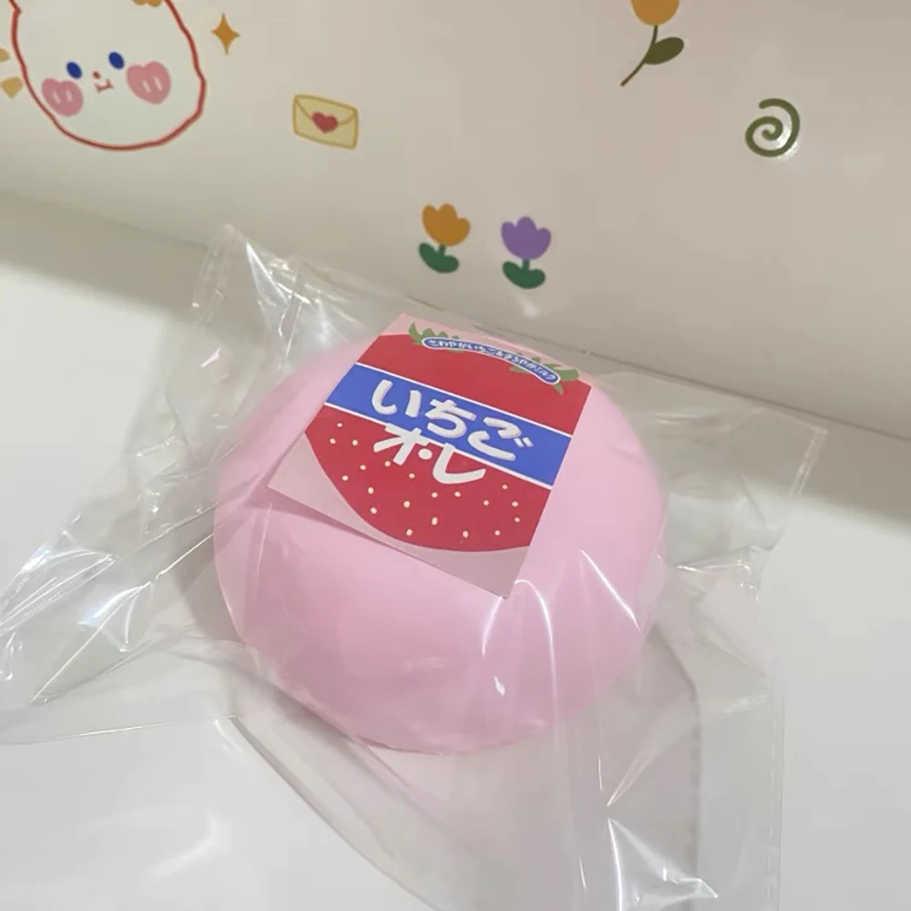

Squishy Toy Fidget Toy Strawberry Mochi Bun Dough Squeeze Toy Pink Bread Dessert Relieve Stress Ball for Kids Brain Training